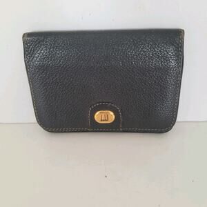 Dunhill Designer Card Wallet Black Bifold Leather Folding Small Logo Vintage